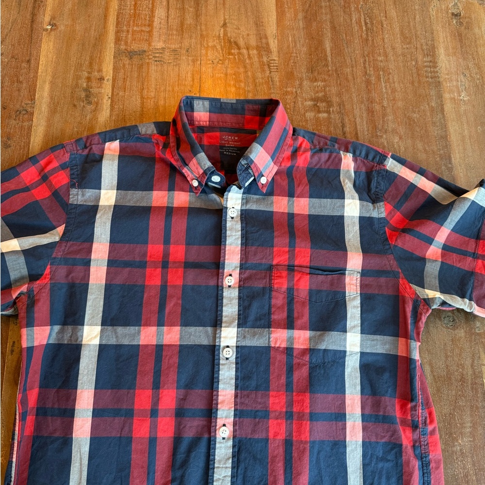 JCrew SS plaid shirt Medium
